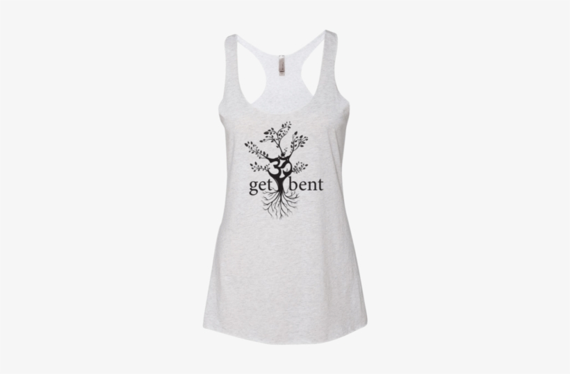 Heather White Om Tree Get Bent Racerback Tank Top - Goddess, transparent png download