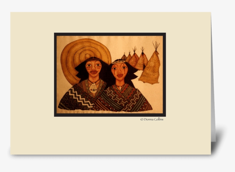 Indian Watercolor Note Card Greeting Card - Indian Man And Woman With Sun In Background Card, transparent png download