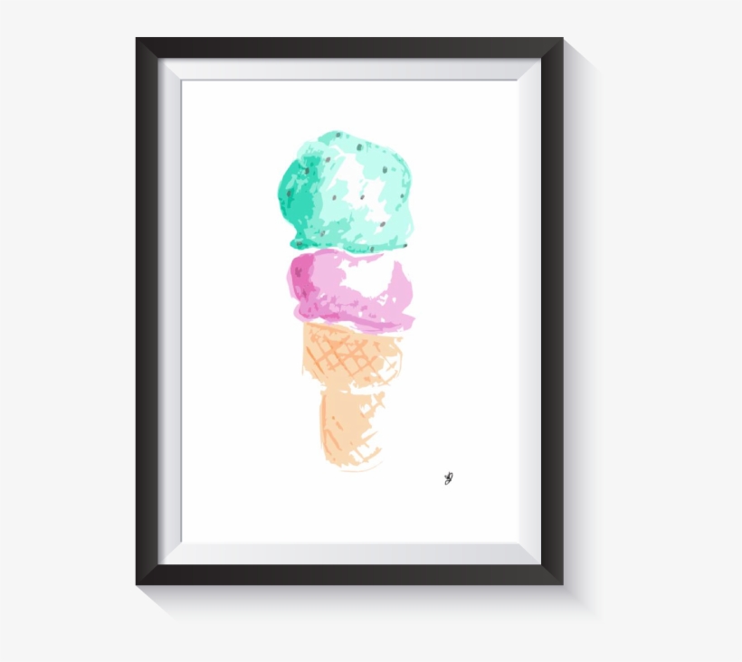Holly Joyce Icecream Watercolor Scandi Nursery Print - Watercolor Painting, transparent png download