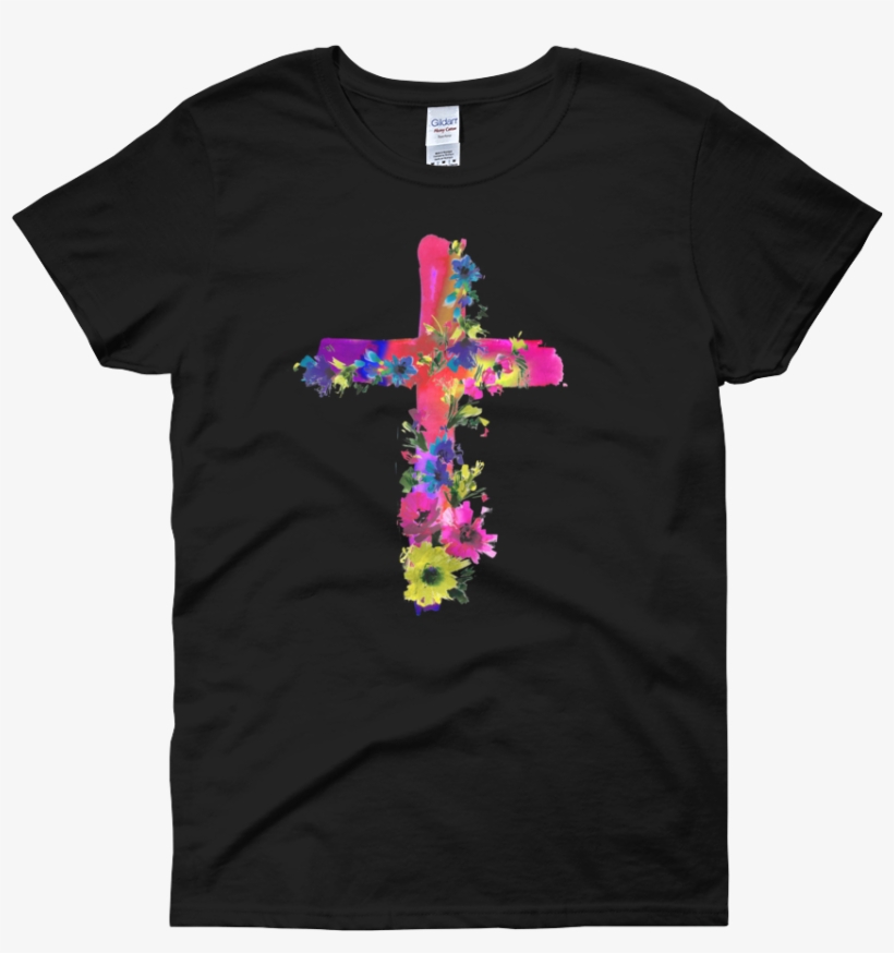 Watercolor Flowers & Cross Women's Short Sleeve - Balenciaga Milano T Shirt, transparent png download