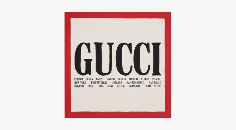 Gucci Cities Print Silk Scarf - Gucci Logo With Cities, transparent png download