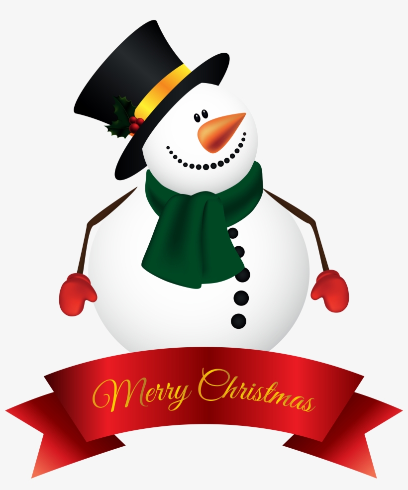 Snowman Banner Png Clipart Image - Snowman Christmas Png, transparent png download