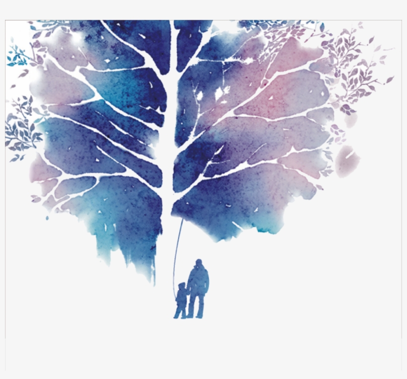 Ftestickers Watercolor Tree People Silhouette Freetoedi - Negative Space Watercolor, transparent png download