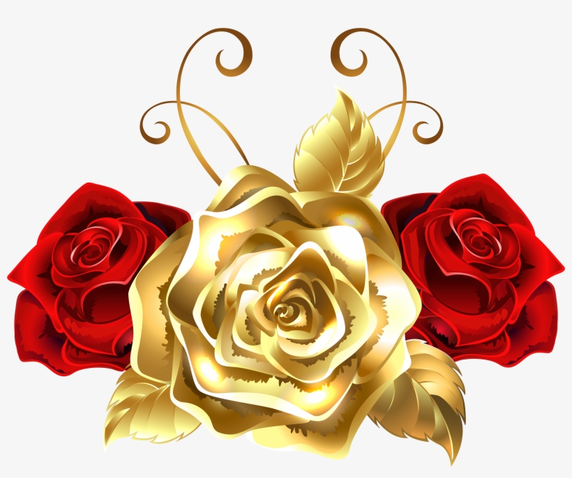 Freeuse Download And Red Roses Png Clip Art Image - Gold And Red Roses Png, transparent png download