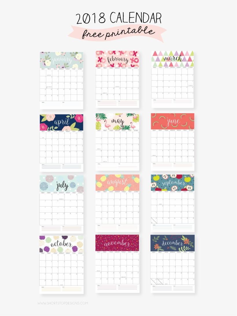 I'm So Excited To Share With You The 2018 Printable - Free Printable 2018 Calendar Cute, transparent png download