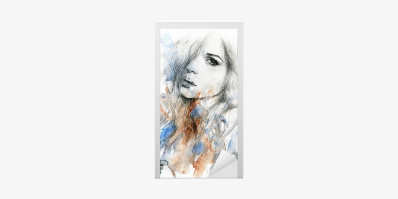 Watercolor Illustration Door Sticker • Pixers® • We - Art Print: Ismagilova's Beautiful Woman. Watercolor, transparent png download