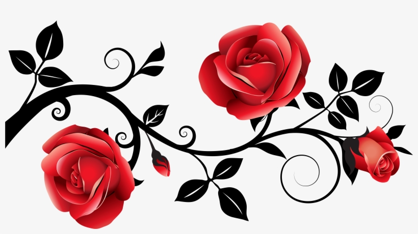Red And Black Decorative Roses Png Clipart Image - Roses Clipart, transparent png download