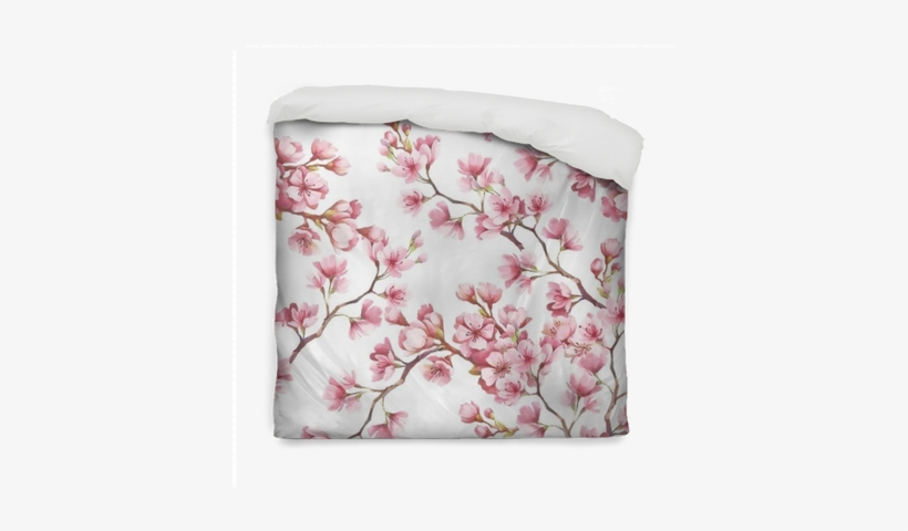 Seamless Pattern With Cherry Blossoms - Cherry Blossom Watercolor, transparent png download