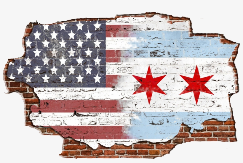Zapwalls Decals Breaking Chicago American Flag - New York Brooklyn Bridge Skyline Brick (51" X 30"), transparent png download