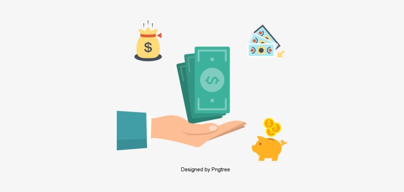 Beautiful Cartoon Cute Flat Money Financial Finance, - Portable Network Graphics, transparent png download