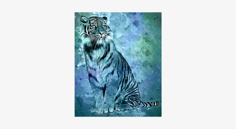 Watercolor Tiger Poster 20"x24" - Watercolor Painting, transparent png download