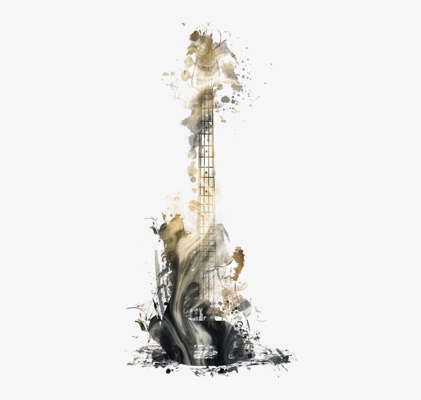 Nostalgy Guitar Watercolor - Watercolor Painting, transparent png download