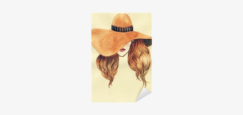Beautiful Woman In Hat - Vietsbay Women Woman Face Beige Print Canvas Tote Bag, transparent png download