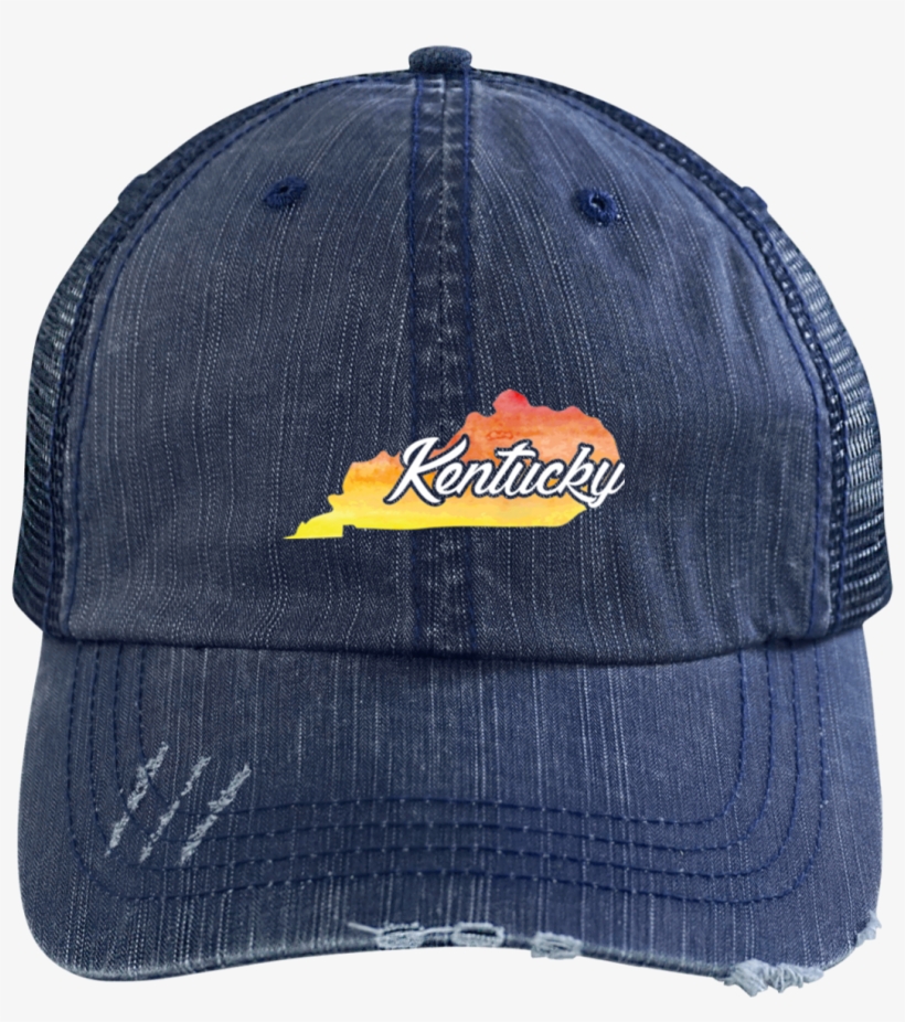 Watercolor Kentucky Home Hat State Of Kentucky Hat - Pizza Time 6990 Distressed Unstructured Trucker Cap, transparent png download
