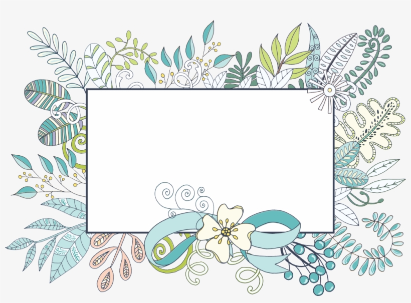 Hand Painted Linear Leaf Frame Png Transparent - Portable Network Graphics, transparent png download