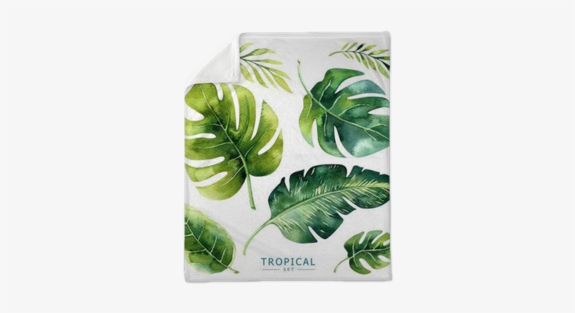 Hand Drawn Watercolor Tropical Plants Set - Jungle Plants Watercolor, transparent png download