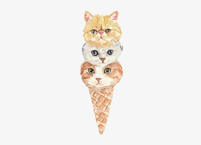Cat Cone - Ice Cream Cone Cat, transparent png download