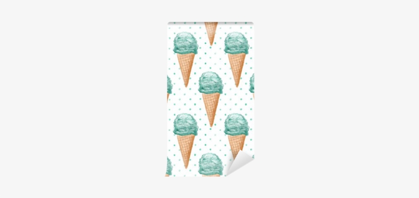 Seamless Watercolor Pattern With Ice Cream Cones Hand - Watercolor Painting, transparent png download