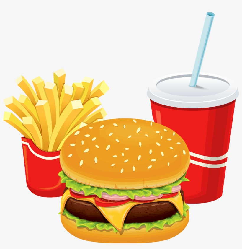 Hamburger Fries And Cola Png Clipart - Non Communicable Diseases Caused By Unhealthy Lifestyle, transparent png download