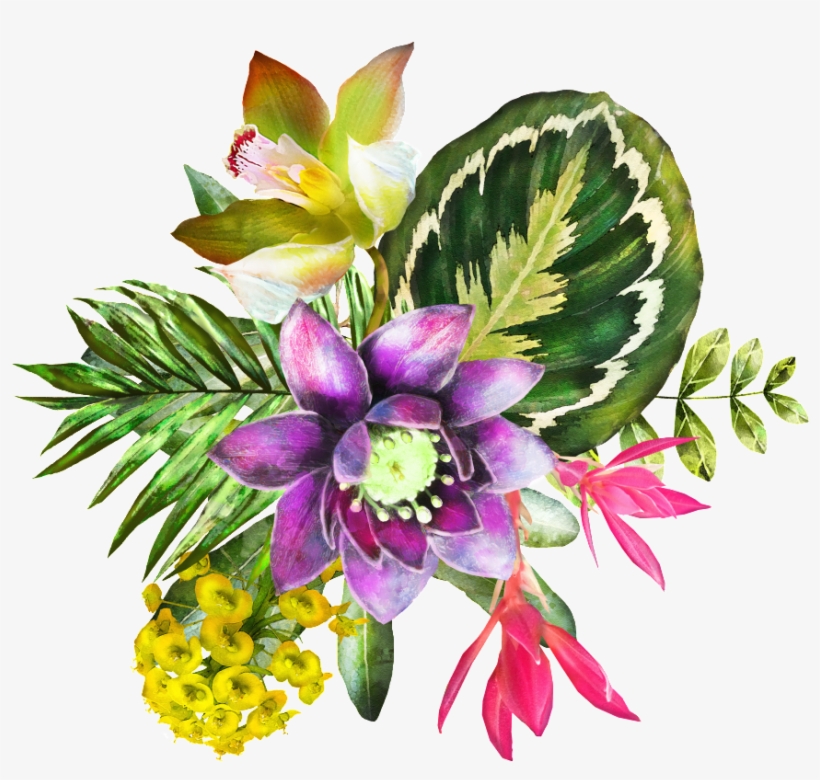 Watercolor Painted Flowers And Plants Png Transparent - Portable Network Graphics, transparent png download