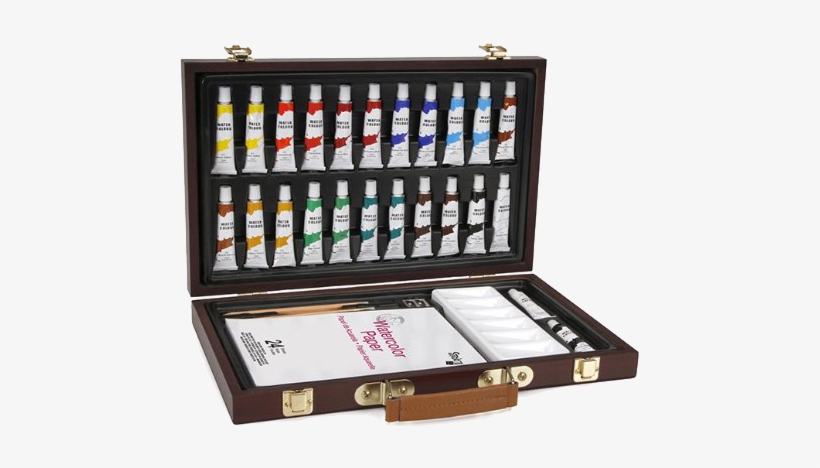 Studio 71 Wood Box Watercolor Set Of 27 Pieces - Water Color Painting Set, transparent png download
