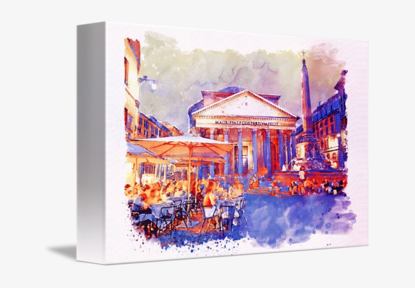 "the Pantheon Rome Watercolor Streetscape" By Marian - Pantheon, transparent png download
