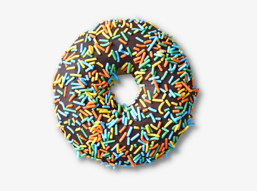 Chocolate Iced Glazed With Sprinkles - Doughnut, transparent png download