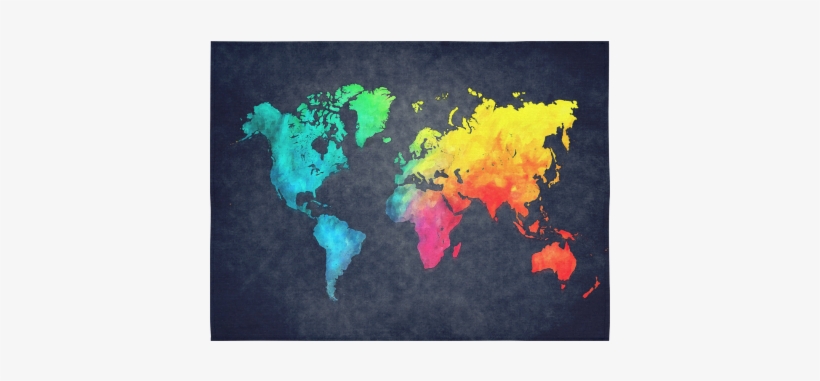 World Map Cotton Linen Wall Tapestry - World Map, transparent png download