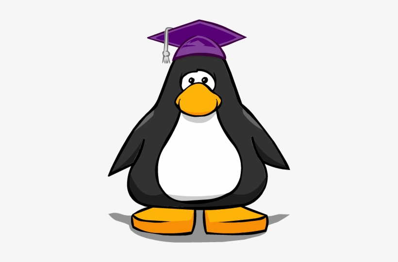 Purple Graduation Cap On Player Card - Penguin With Headphones, transparent png download