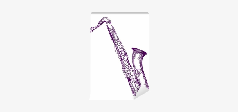 Hand Drawn Classical Alto Saxophone Wall Mural • Pixers® - Saxofon Contralto, transparent png download