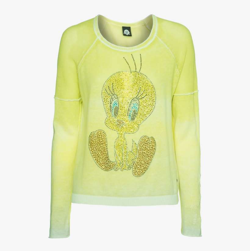 Fashion Frogbox Tweety Sparkle Yellow Fine Knit Sweater - Long-sleeved T-shirt, transparent png download