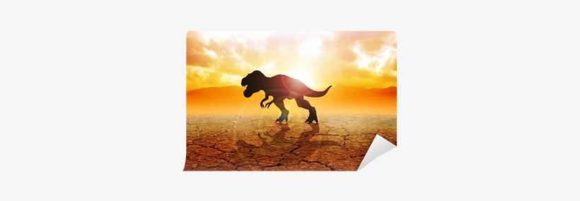 Silhouette Of A Tyrannosaurus Rex On Arid Land Wall - Tyrannosaurus, transparent png download