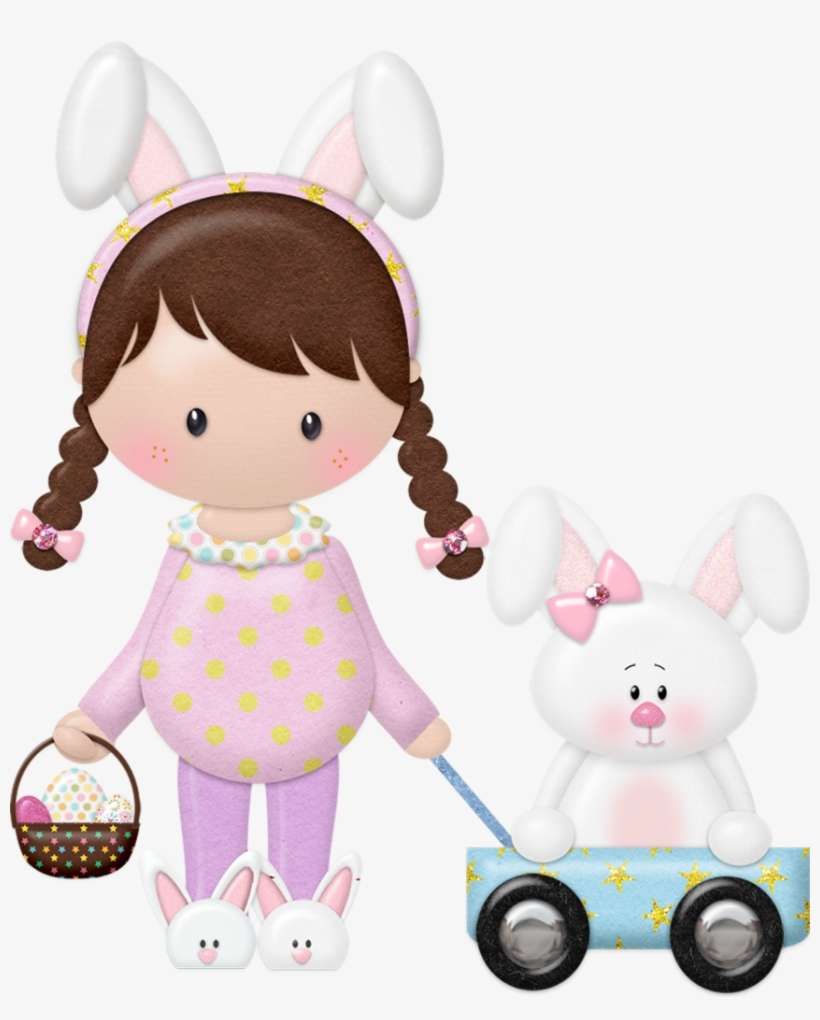 Bunnies Clipart Shabby Chic - Menina Coelhinha Png, transparent png download