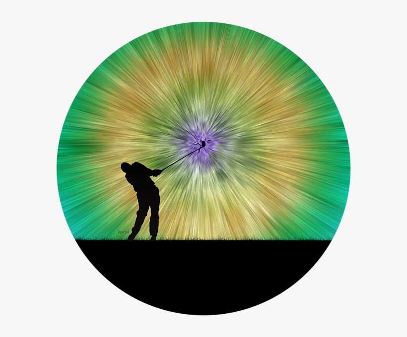 Click And Drag To Re-position The Image, If Desired - Green Tie Dye Golfer Silhouette Metal Print, transparent png download