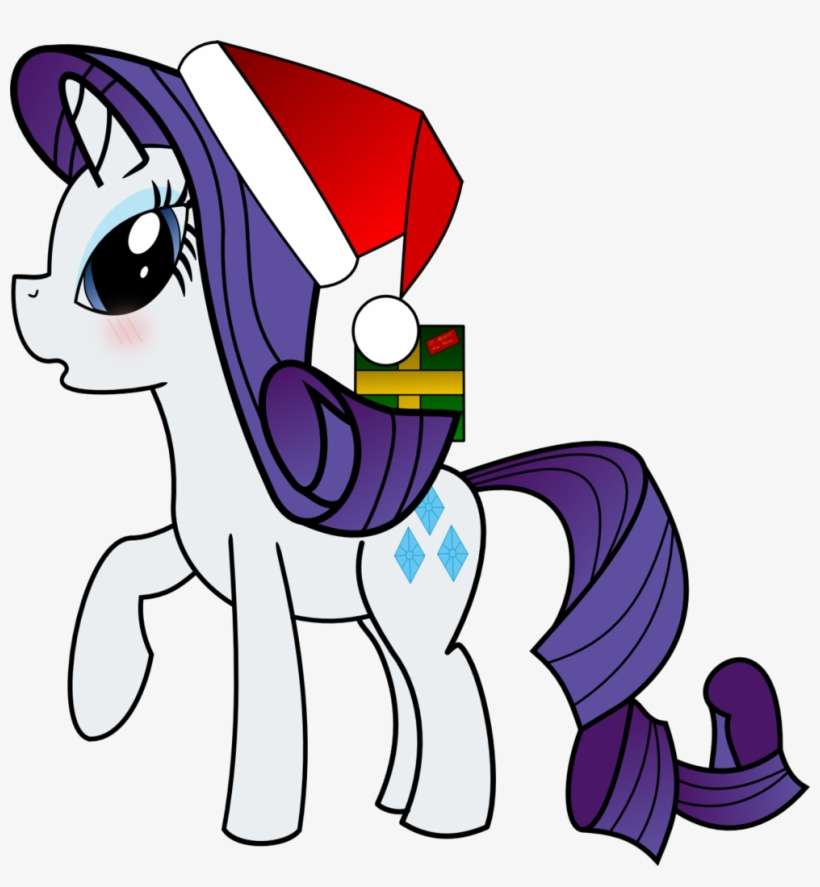 Dbapplejack, Blushing, Christmas, Hat, Present, Rarity, - Christmas Day, transparent png download