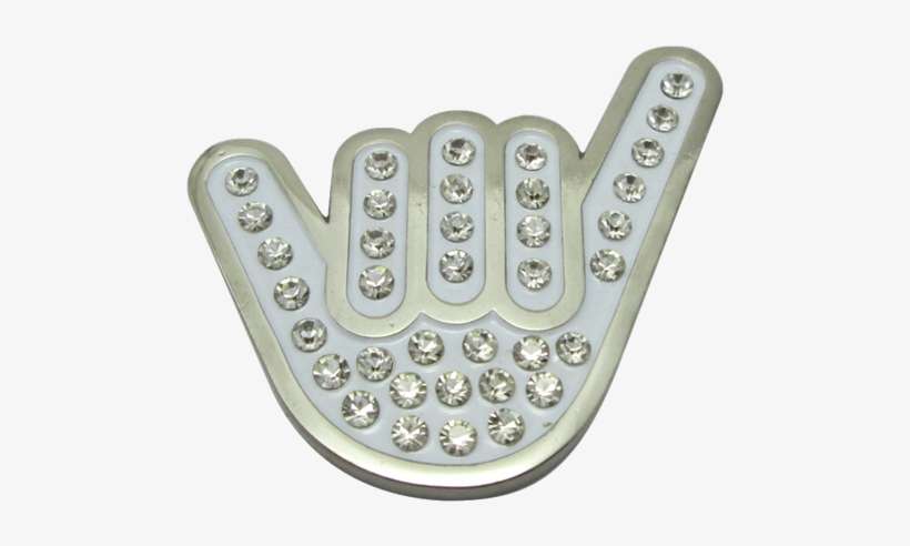 Hang Loose Shaka Sign Ball Marker & Hat Clip With Crystals - Readygolf - Hang Loose Shaka Sign Ball Marker, transparent png download