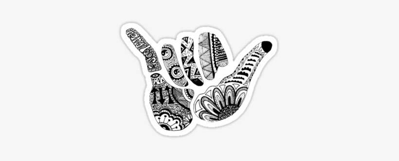 Shaka /// Hang Loose By Alexavec - Cute Black And White Stickers, transparent png download