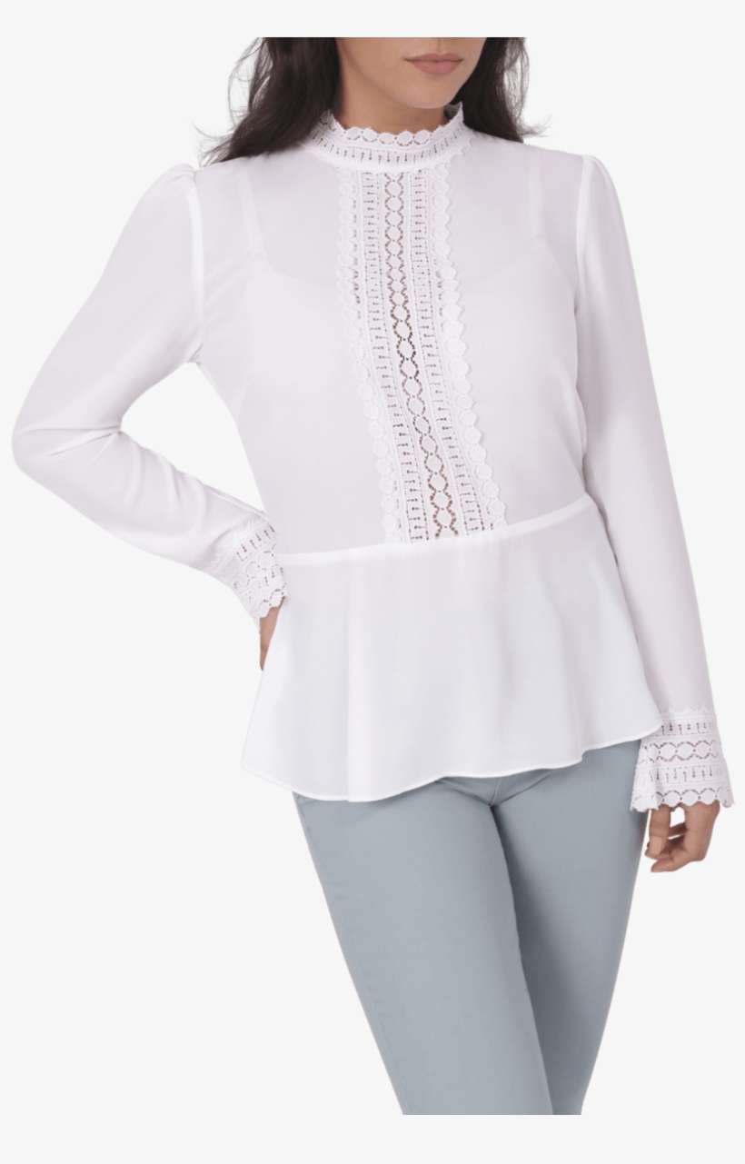 Lace Trim Blouse - Blouse, transparent png download