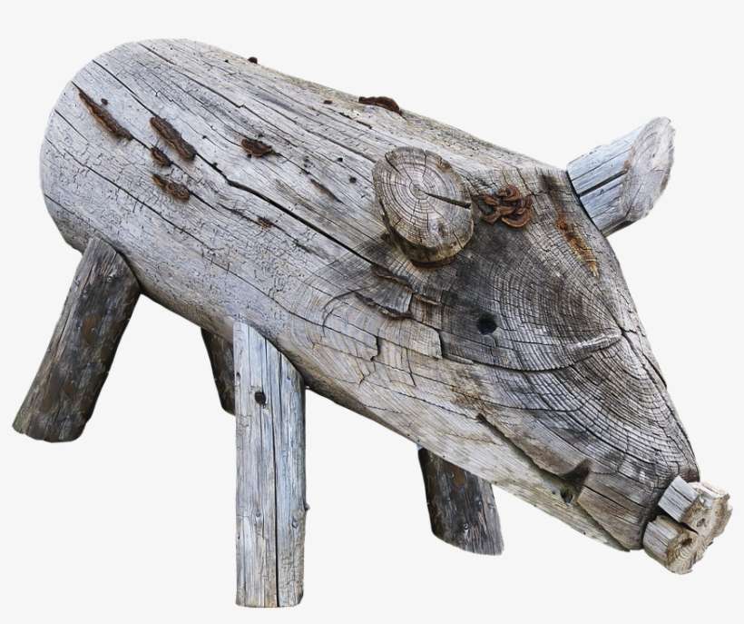 Pig, Boar, Holzfigur, Figure, Wood, Animal, Weathered - Photography, transparent png download