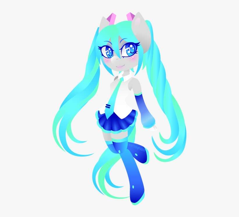 Matteglaze, Blushing, Clothes, Hatsune Miku, Pigtails, - Anthro Pigtails, transparent png download