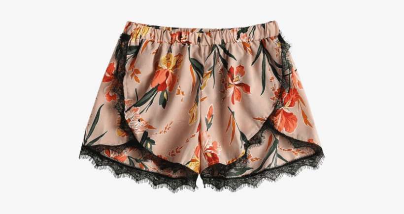 Lace Trim Floral Petal Shorts - Lace, transparent png download
