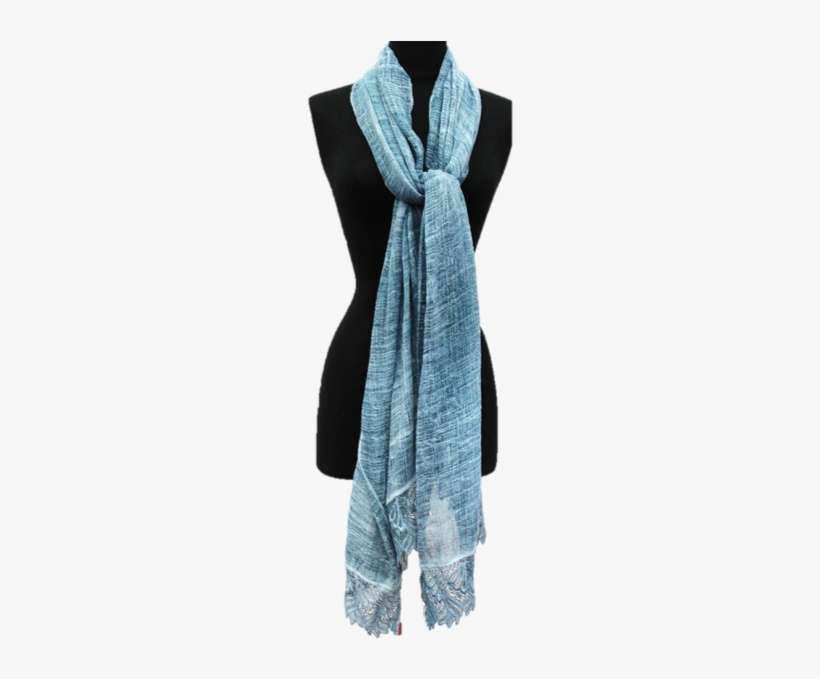 Crochet Lace Trim Scarf -blue - Scarf, transparent png download
