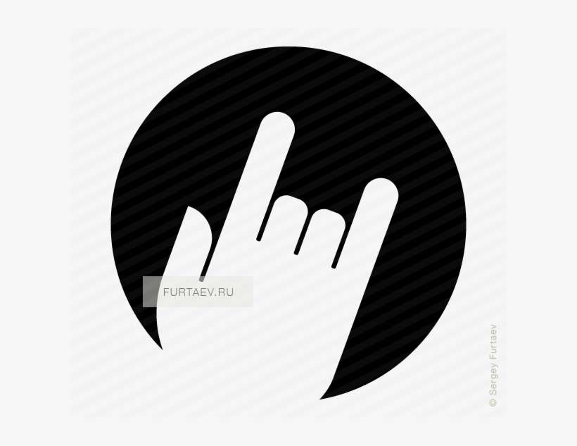 Vector Icon Of Hand With Horns Gesture Against Circle - Icon White Hand Horns, transparent png download