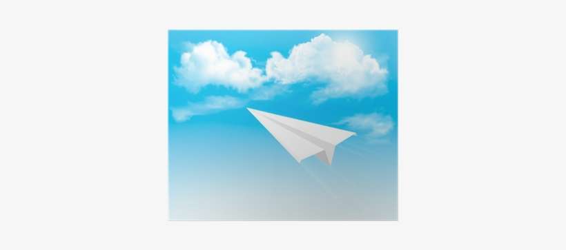 Paper Airplane In The Sky With Clouds - Paper Plane, transparent png download