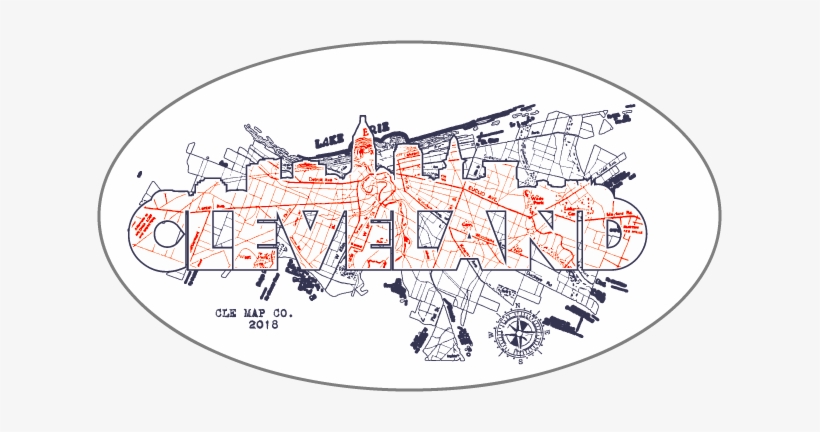 Cleveland Map 6" Wide Vinyl Decal - Lucky Dog Design Studio, transparent png download