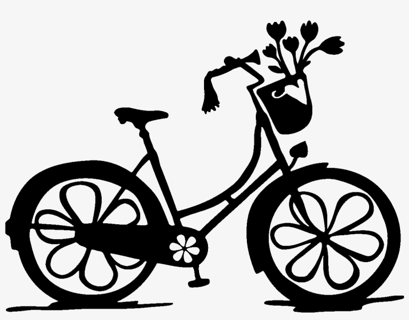 Wall Decal Floral Bike - Vinilo Decorativo Hipster Bicicleta, transparent png download