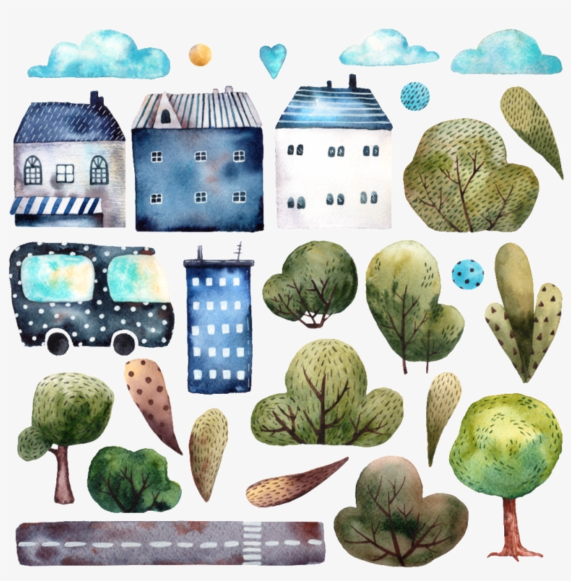 Hand Drawn Cartoon City Png Transparent - Portable Network Graphics, transparent png download