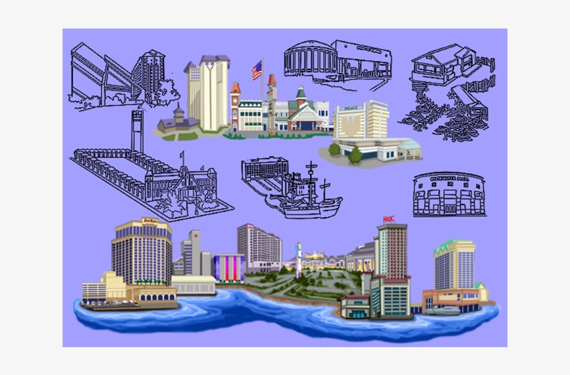 A Preliminary Set Of Illustrations Showcasing The Casinos - City Of Atlanta Cartoon Map, transparent png download