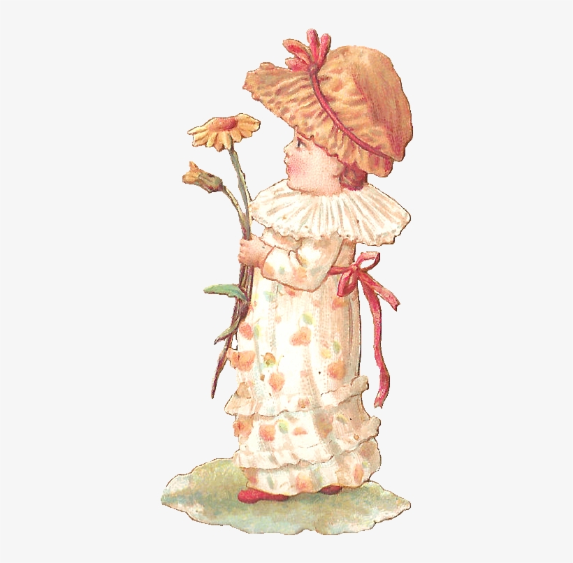 Antique - Flowers Digital Art Girl, transparent png download
