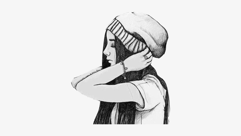 More Like Vintage Girl Png 13 By ~ananurputeri On We - Sketch Of A Girl With Hat, transparent png download